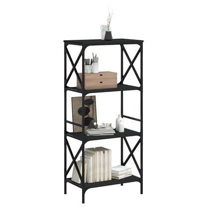 Libreria a 4 Ripiani Nera 59x35x132 cm in Legno Multistrato | homemem39