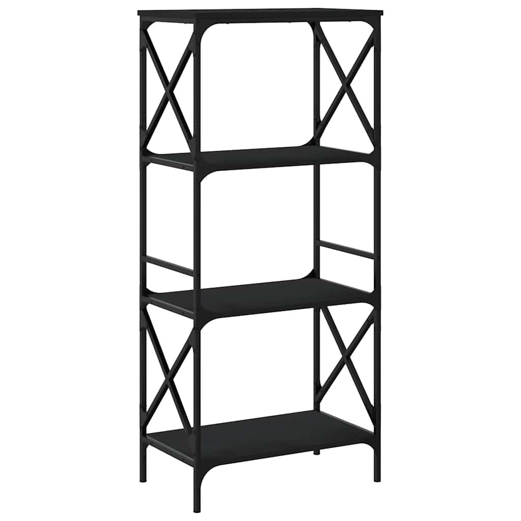 Libreria a 4 Ripiani Nera 59x35x132 cm in Legno Multistrato | homemem39