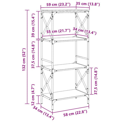 Libreria a 4 Ripiani Nera 59x35x132 cm in Legno Multistrato | homemem39
