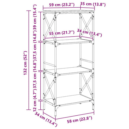 Libreria 4 Ripiani Grigio Sonoma 59x35x132cm Legno Multistrato