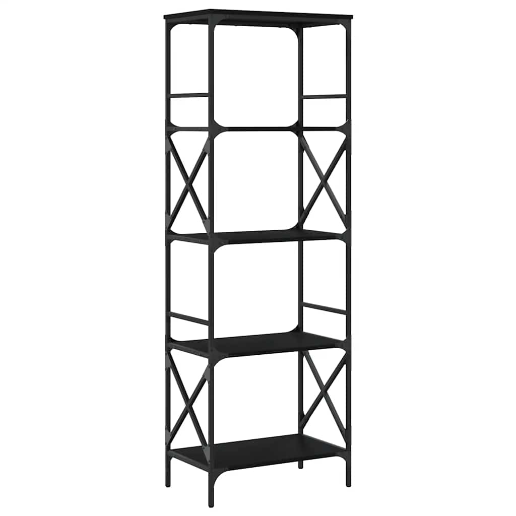 Libreria a 5 Ripiani Nera 59x35x171 cm in Legno Multistrato | homemem39