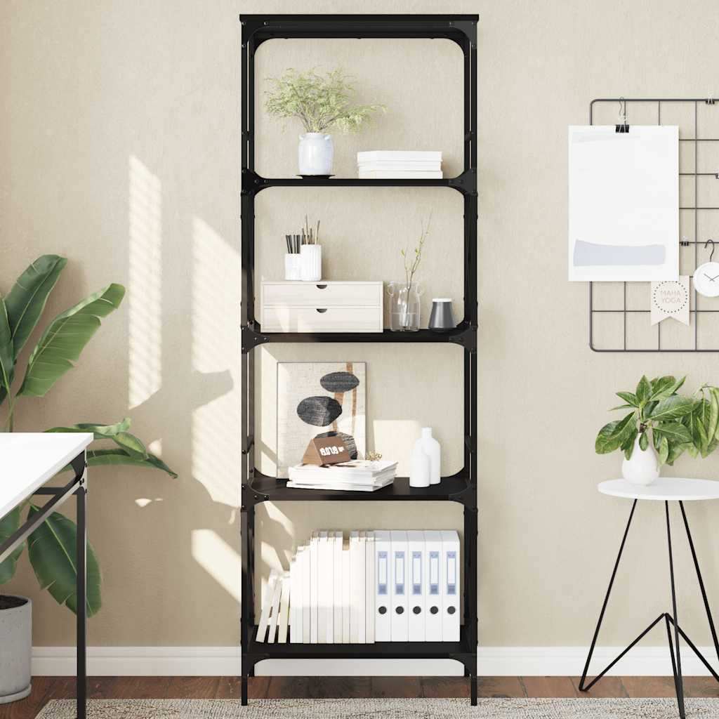 Libreria a 5 Ripiani Nera 59x35x171 cm in Legno Multistrato | homemem39