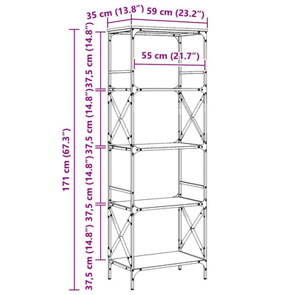 Libreria 5 Ripiani Grigio Sonoma 59x35x171 cm Legno Multistrato