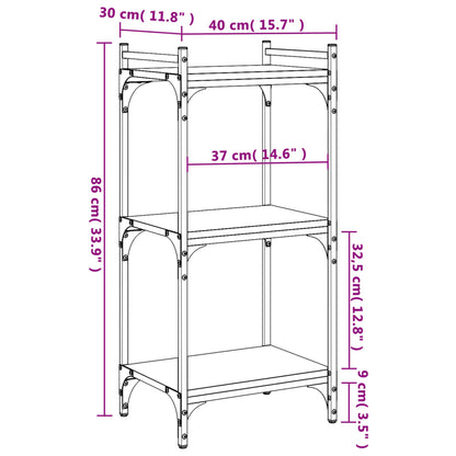 Libreria a 3 Ripiani Rovere Fumo 40x30x86 cm Legno Multistrato | homemem39