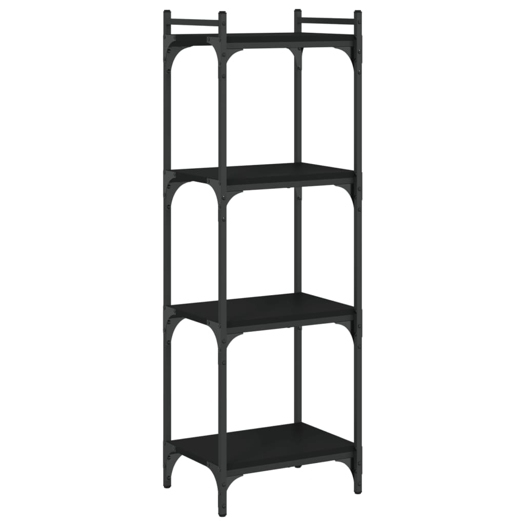 Libreria a 4 Ripiani Nera 40x30x120 cm in Legno Multistrato | homemem39