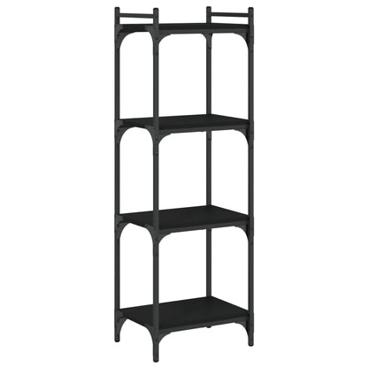 Libreria a 4 Ripiani Nera 40x30x120 cm in Legno Multistrato | homemem39