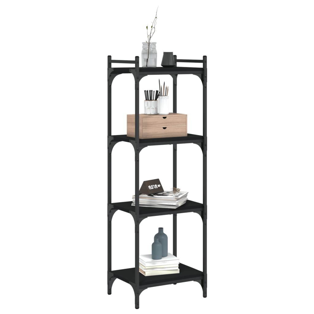 Libreria a 4 Ripiani Nera 40x30x120 cm in Legno Multistrato | homemem39