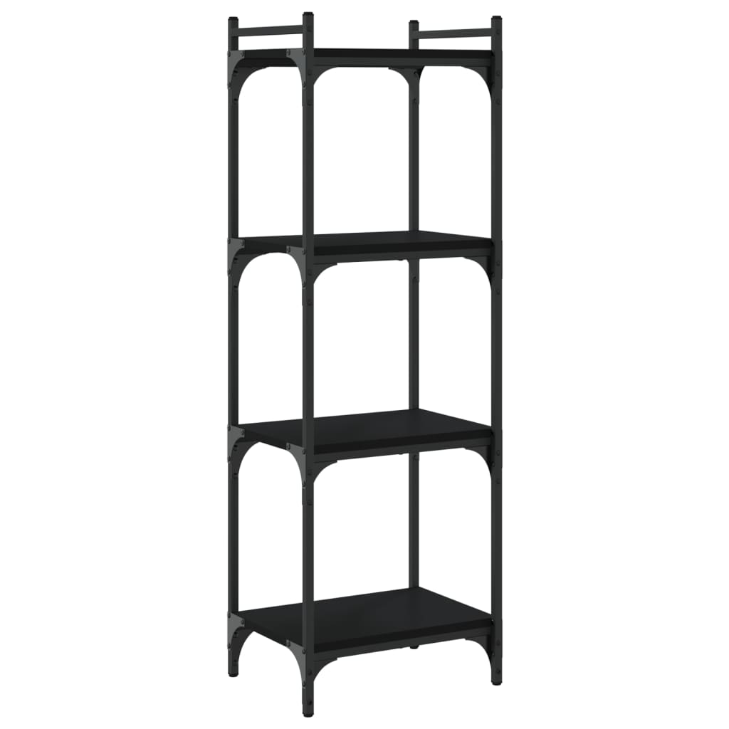 Libreria a 4 Ripiani Nera 40x30x120 cm in Legno Multistrato | homemem39