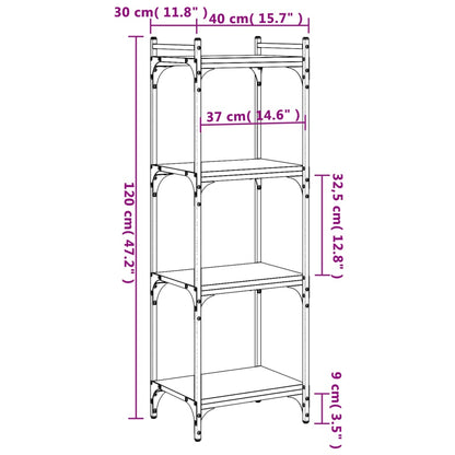 Libreria a 4 Ripiani Rovere Fumo 40x30x120 cm Legno Multistrato | homemem39