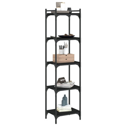 Libreria a 5 Ripiani Nera 40x30x154 cm in Legno Multistrato | homemem39