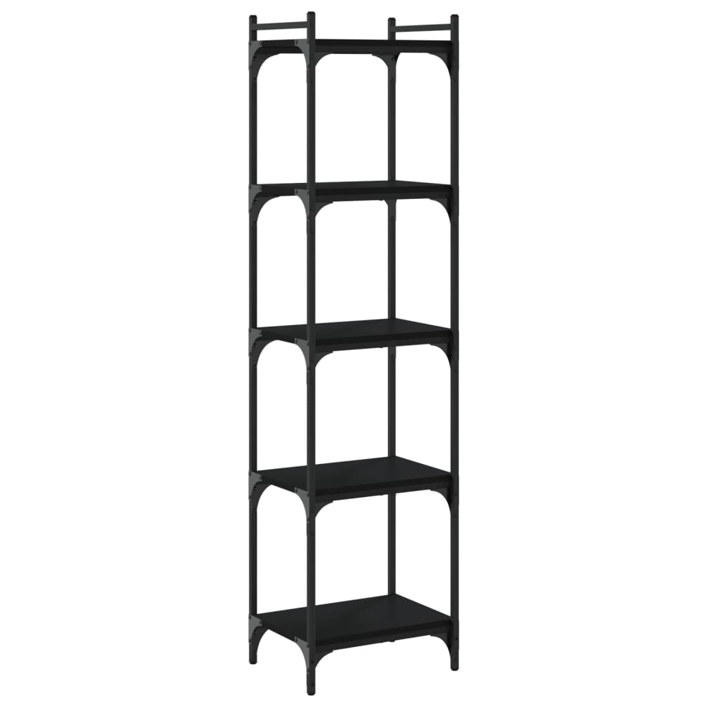 Libreria a 5 Ripiani Nera 40x30x154 cm in Legno Multistrato | homemem39