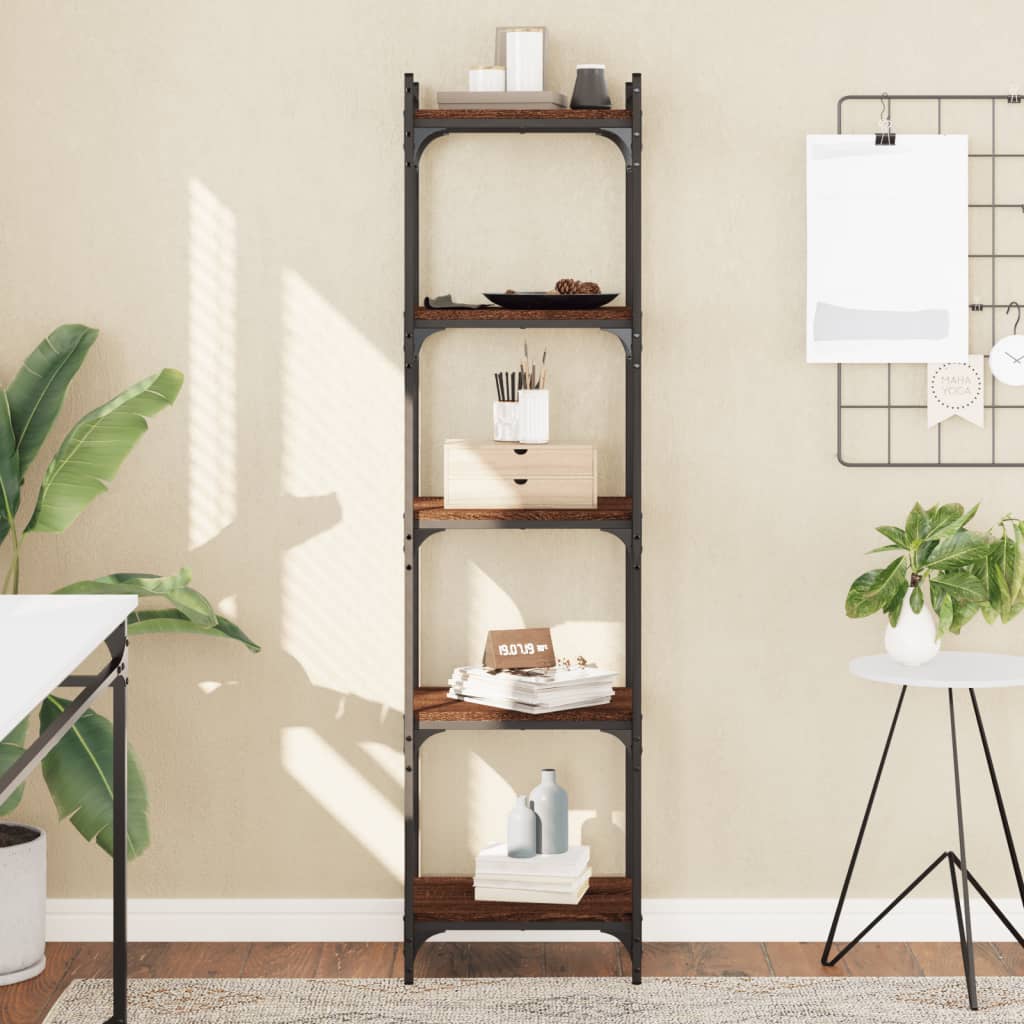 Libreria 5 Ripiani Rovere Marrone 40x30x154cm Legno Multistrato | homemem39