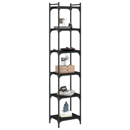 Libreria a 6 Ripiani Nera 40x30x188 cm in Legno Multistrato | homemem39