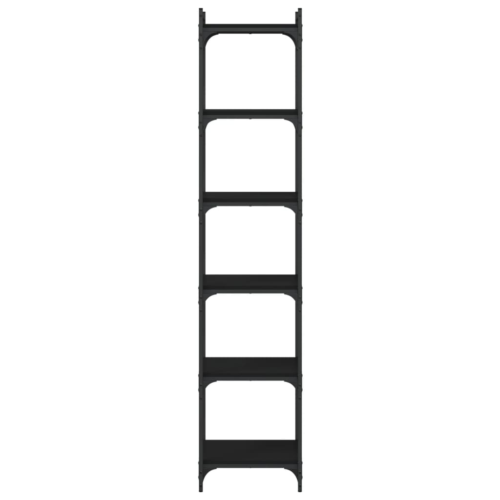 Libreria a 6 Ripiani Nera 40x30x188 cm in Legno Multistrato