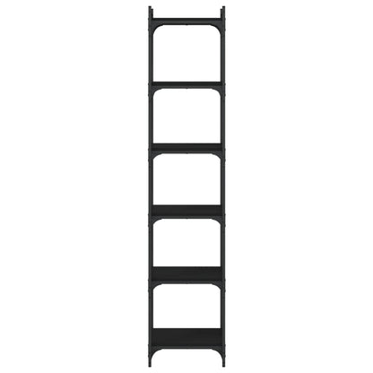 Libreria a 6 Ripiani Nera 40x30x188 cm in Legno Multistrato