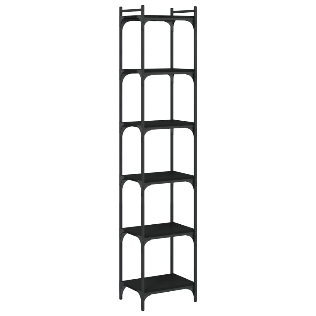 Libreria a 6 Ripiani Nera 40x30x188 cm in Legno Multistrato | homemem39