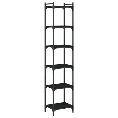Libreria a 6 Ripiani Nera 40x30x188 cm in Legno Multistrato | homemem39