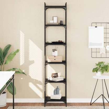 Libreria a 6 Ripiani Nera 40x30x188 cm in Legno Multistrato | homemem39