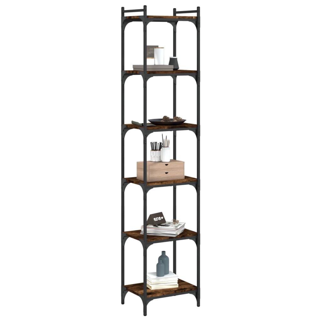 Libreria a 6 Ripiani Rovere Fumo 40x30x188 cm Legno Multistrato | homemem39