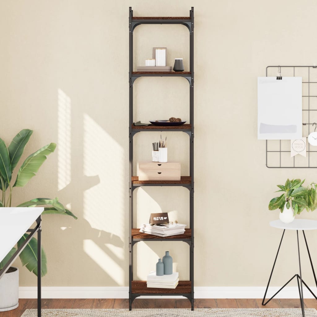 Libreria 6 Ripiani Rovere Marrone 40x30x188cm Legno Multistrato | homemem39
