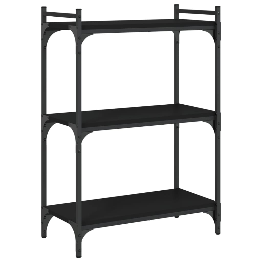 Libreria a 3 Ripiani Nera in legno multistrato