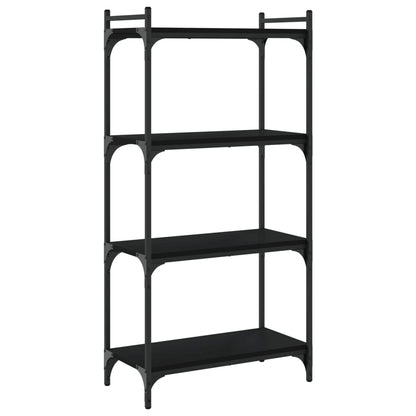 Libreria a 4 Ripiani Nera 60x30x120 cm in Legno Multistrato | homemem39