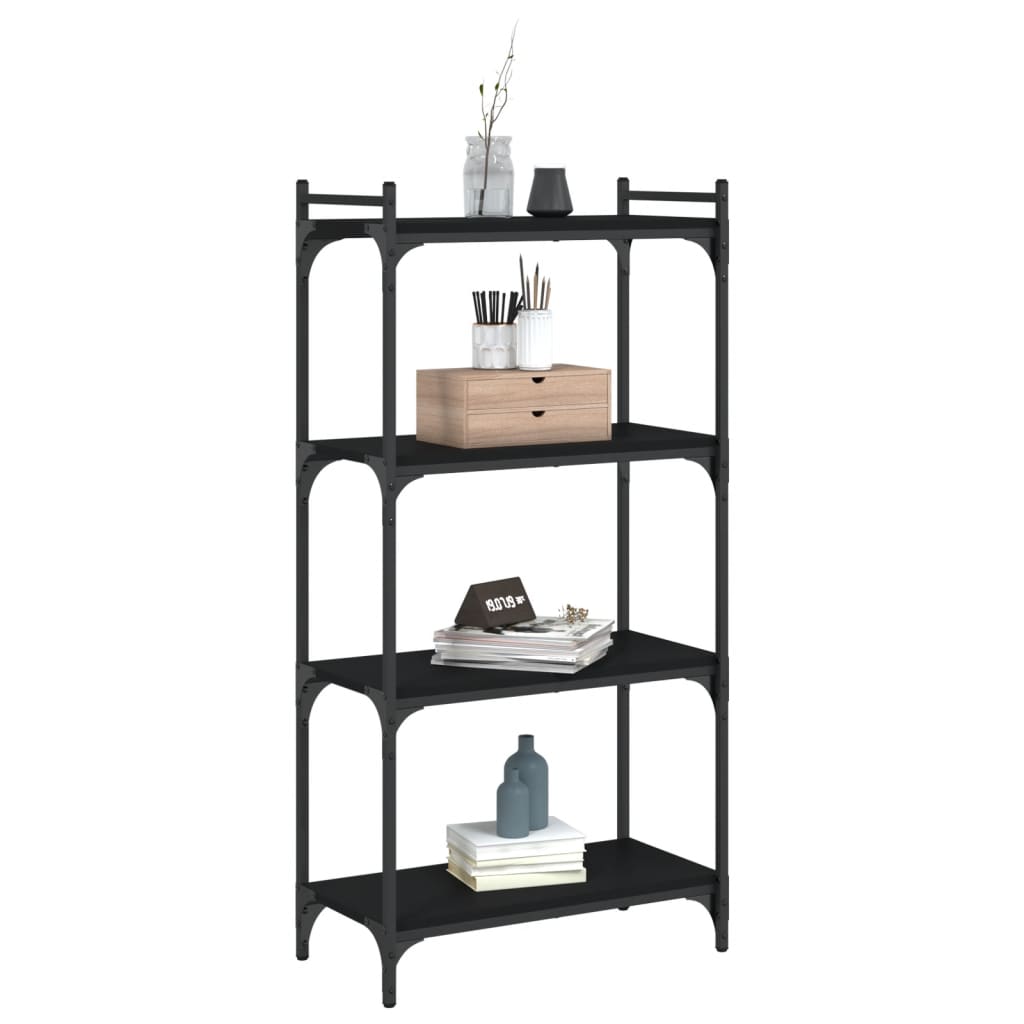 Libreria a 4 Ripiani Nera 60x30x120 cm in Legno Multistrato | homemem39