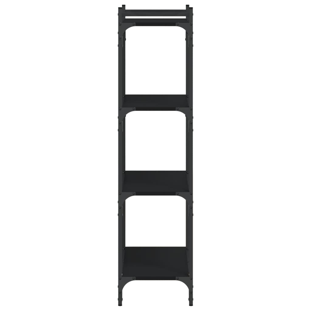 Libreria a 4 Ripiani Nera 60x30x120 cm in Legno Multistrato | homemem39