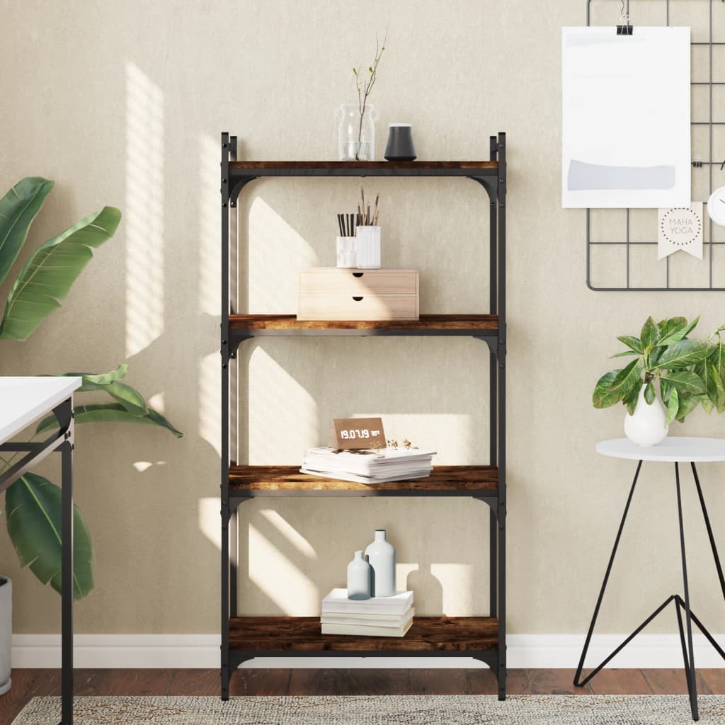 Libreria a 4 Ripiani Rovere Fumo 60x30x120 cm Legno Multistrato | homemem39