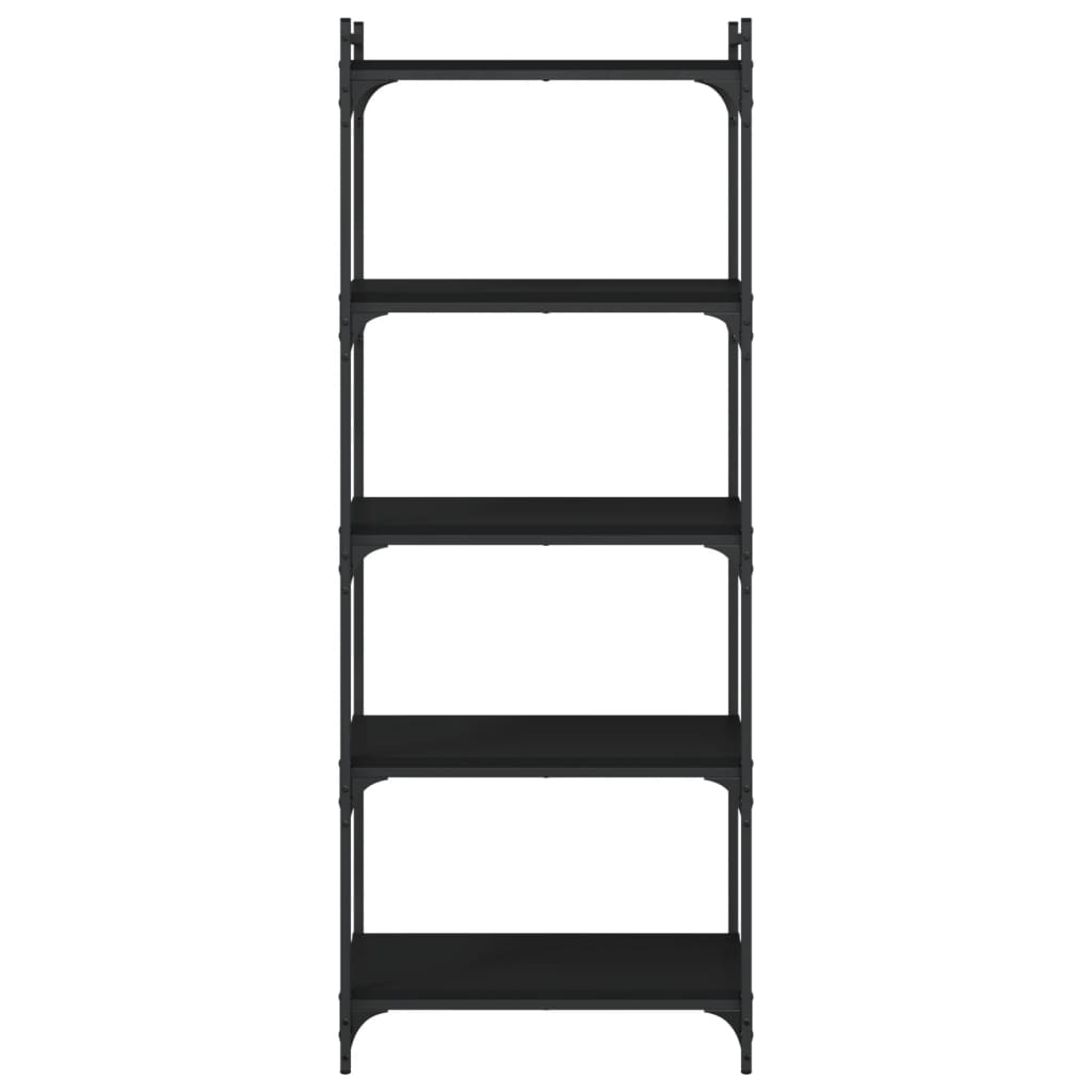 Libreria a 5 Ripiani Nera in legno multistrato