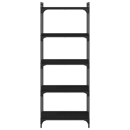 Libreria a 5 Ripiani Nera in legno multistrato