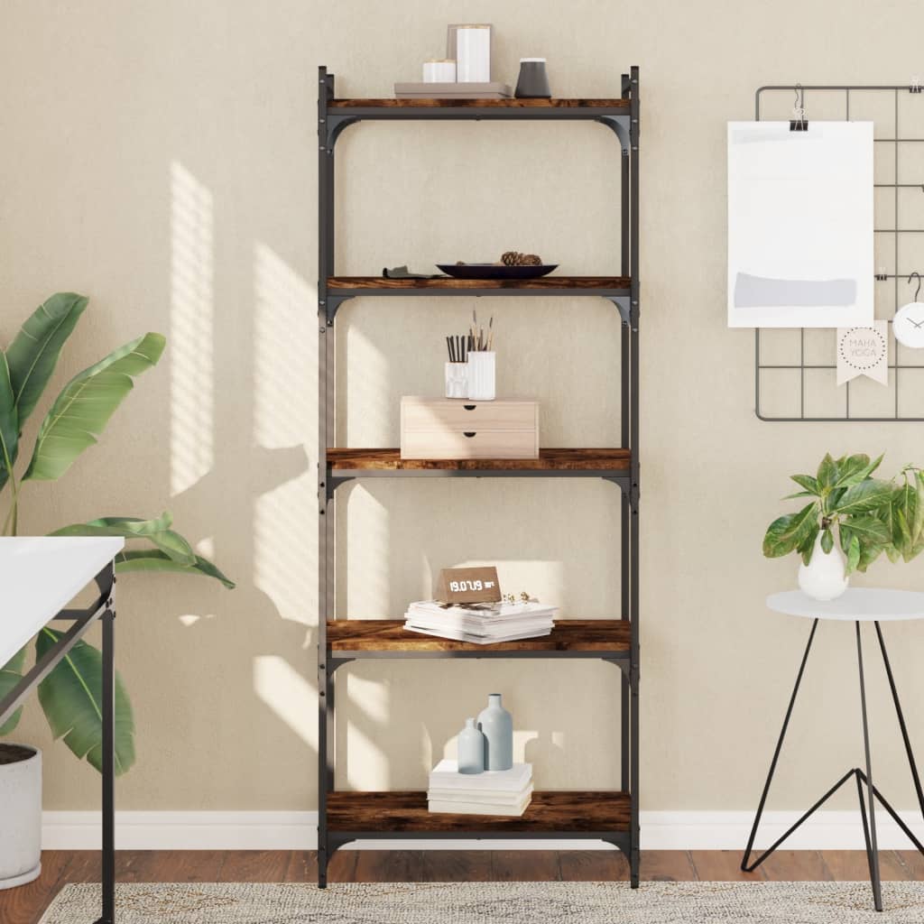 Libreria a 5 Ripiani rovere fumo legno multistrato