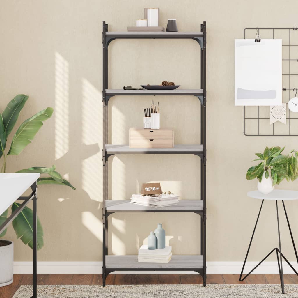Libreria 5 Ripiani Grigio Sonoma 60x30x154cm Legno Multistrato | homemem39