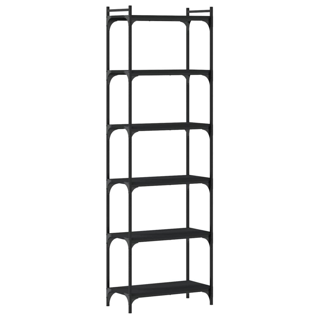 Libreria a 6 Ripiani Nera 60x30x188 cm in Legno Multistrato | homemem39