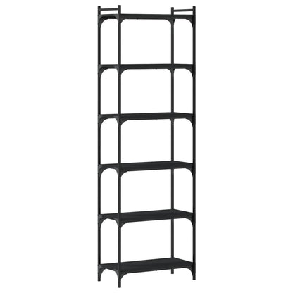 Libreria a 6 Ripiani Nera 60x30x188 cm in Legno Multistrato | homemem39