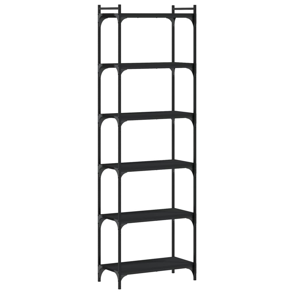 Libreria a 6 Ripiani Nera 60x30x188 cm in Legno Multistrato | homemem39
