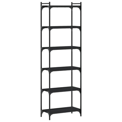 Libreria a 6 Ripiani Nera 60x30x188 cm in Legno Multistrato | homemem39