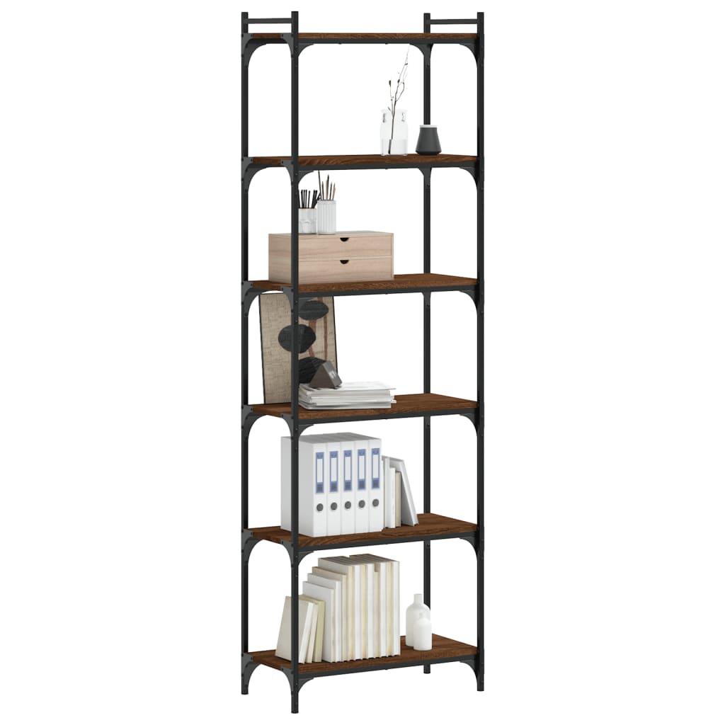 Libreria 6 Ripiani Rovere Marrone 60x30x188cm Legno Multistrato | homemem39