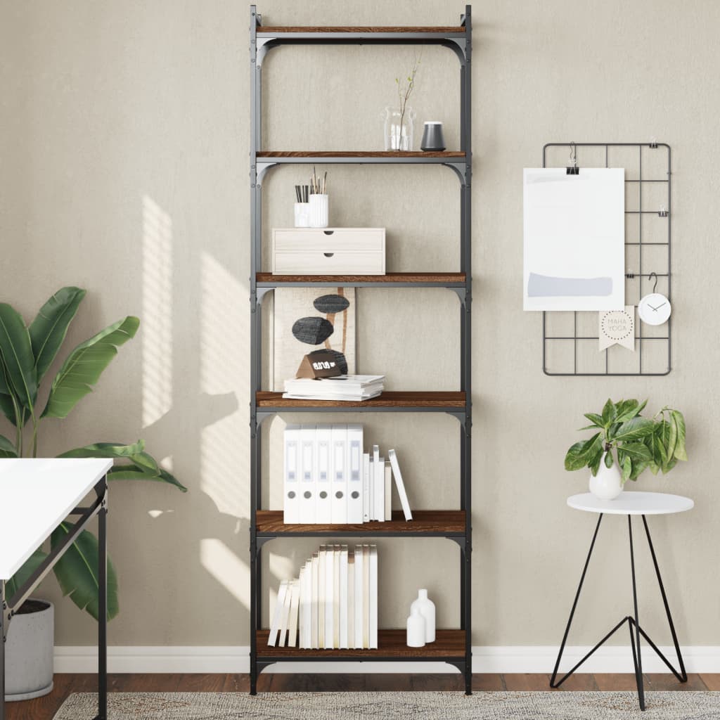 Libreria 6 Ripiani Rovere Marrone 60x30x188cm Legno Multistrato | homemem39