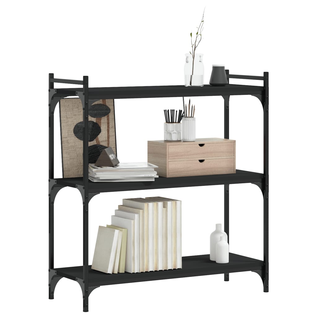 Libreria a 3 Ripiani Nera 80x30x86 cm in Legno Multistrato | homemem39