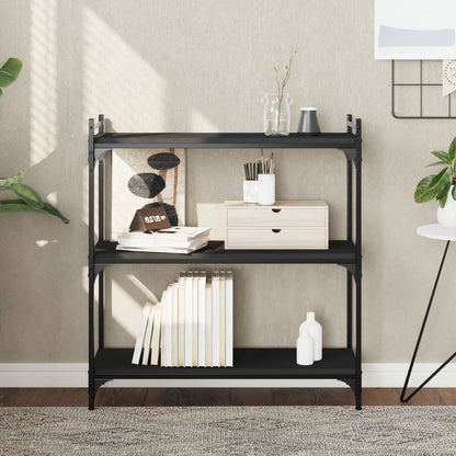 Libreria a 3 Ripiani Nera 80x30x86 cm in Legno Multistrato | homemem39