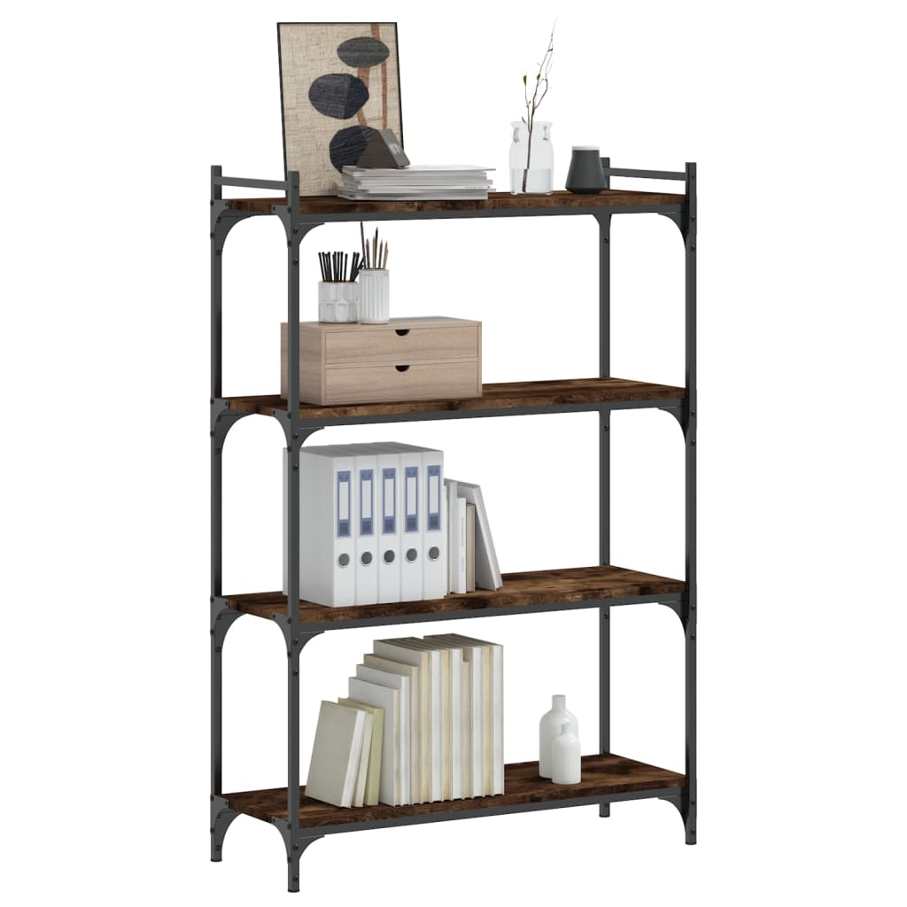 Libreria a 4 Ripiani Rovere Fumo 80x30x120 cm Legno Multistrato | homemem39