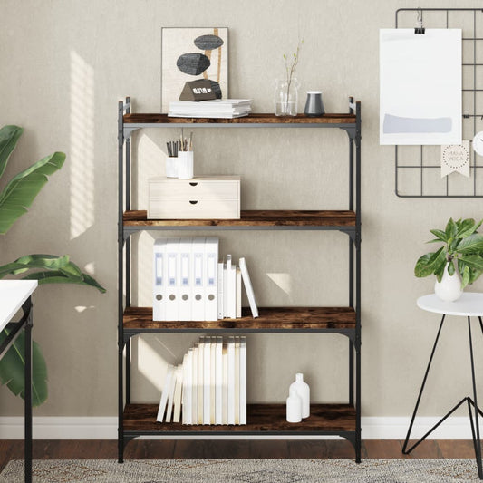 Libreria a 4 Ripiani Rovere Fumo 80x30x120 cm Legno Multistrato | homemem39