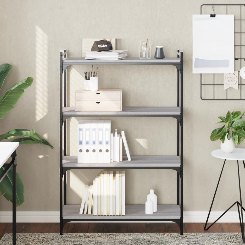 Libreria 4 Ripiani Grigio Sonoma 80x30x120cm Legno Multistrato | homemem39