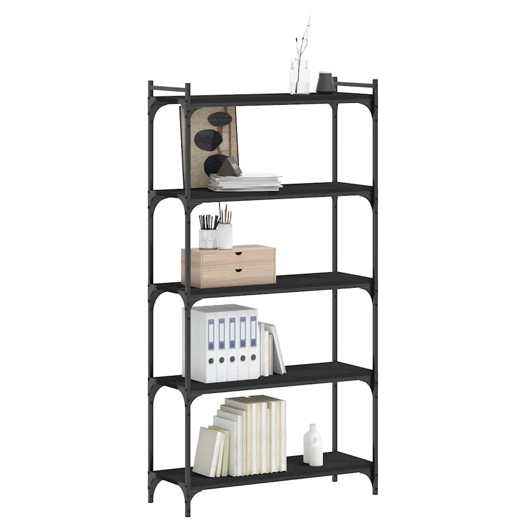 Libreria a 5 Ripiani Nera 80x30x154 cm in Legno Multistrato | homemem39