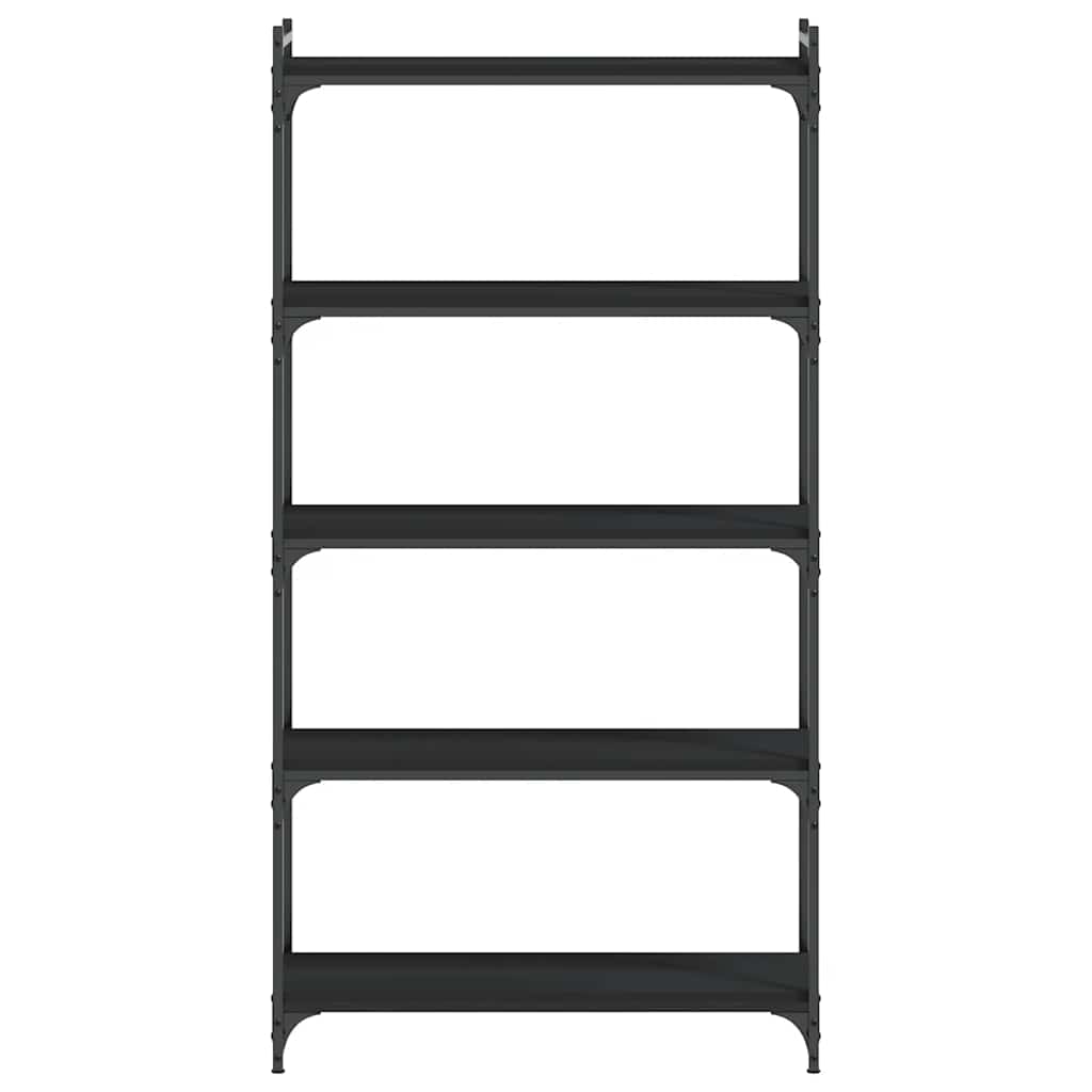 Libreria a 5 Ripiani Nera in legno multistrato