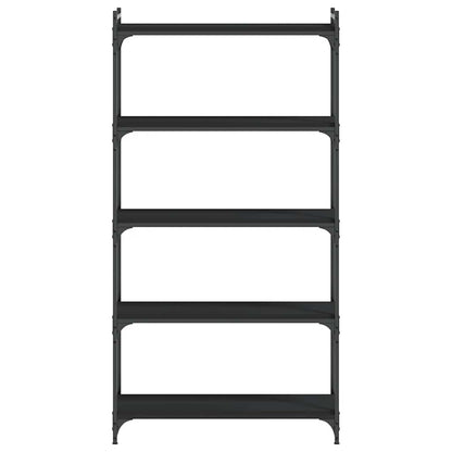 Libreria a 5 Ripiani Nera in legno multistrato