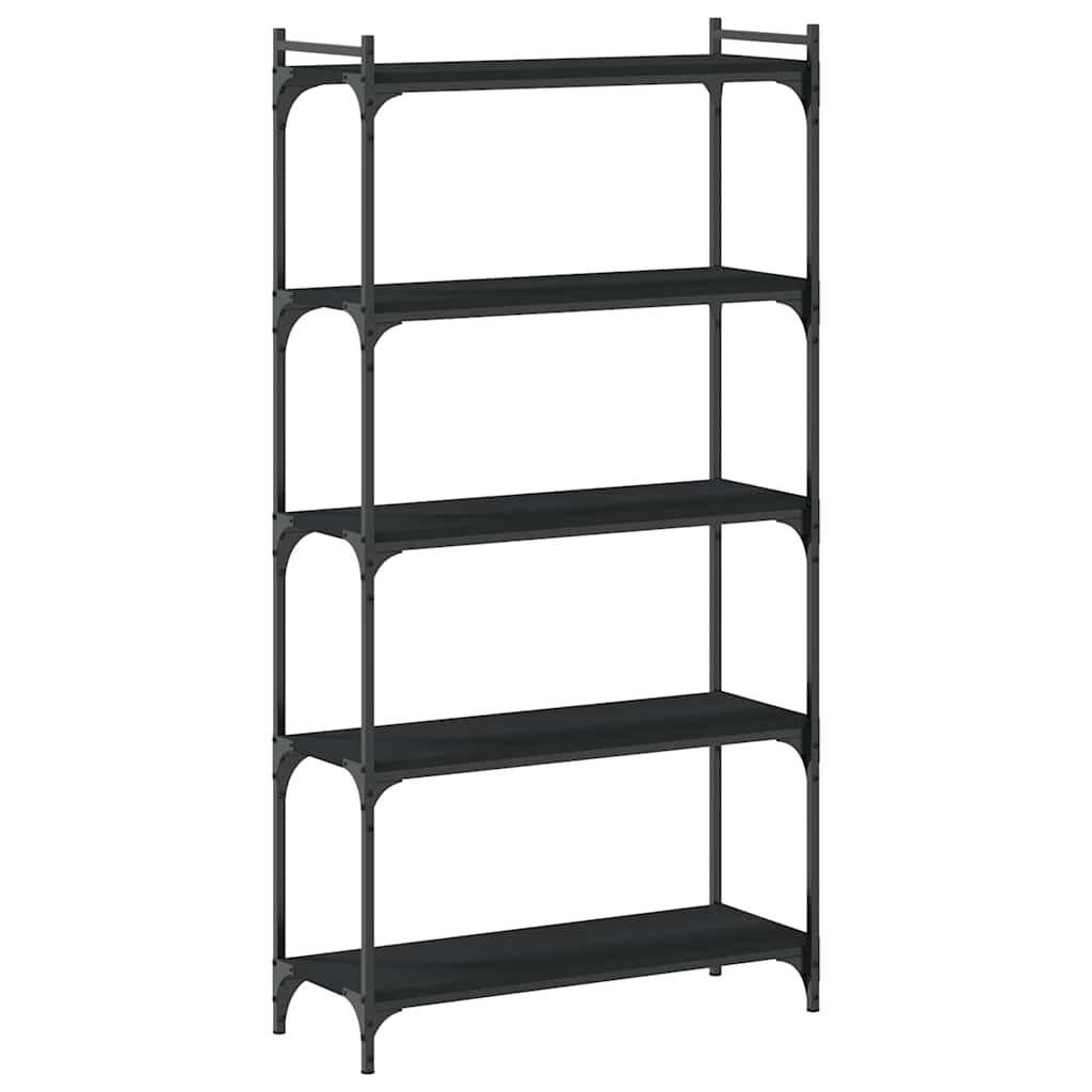 Libreria a 5 Ripiani Nera 80x30x154 cm in Legno Multistrato | homemem39