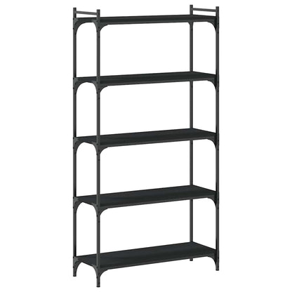 Libreria a 5 Ripiani Nera 80x30x154 cm in Legno Multistrato | homemem39