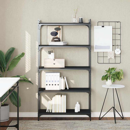 Libreria a 5 Ripiani Nera 80x30x154 cm in Legno Multistrato | homemem39